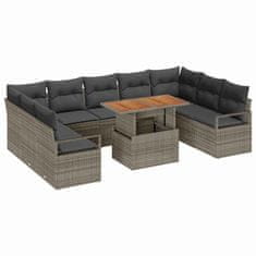 Vidaxl Vrtna sedežna garnitura 10 pcs Siva in rjava 100 x 55 x 73 cm