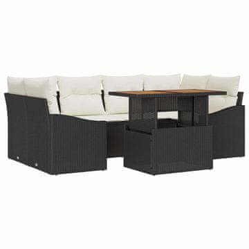 Vidaxl Komplet za jedilnico v vrtu Črna in krem 100 x 55 x 73 cm
