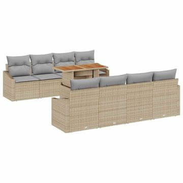 Vidaxl Vrtna sedežna garnitura s shranjevanjem 9 pcs Bež Poly ratan