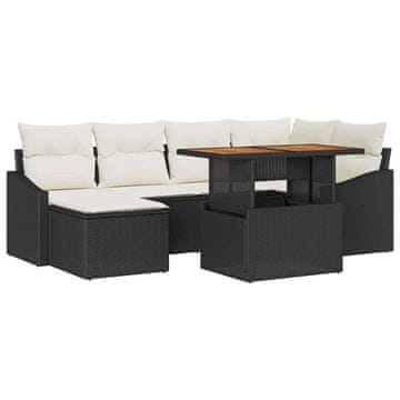 Vidaxl Komplet za jedilnico v vrtu z blazino 7 pcs Črna in krem