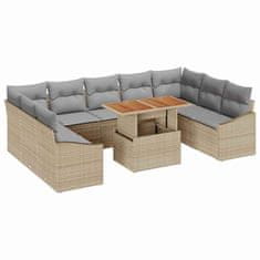 Vidaxl Komplet za jedilnico v vrtu 10 pcs Bež in siva 100 x 55 x 73 cm