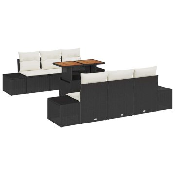 Vidaxl Komplet za jedilnico v vrtu 7 pcs Črna in krem 100 x 55 x 73 cm