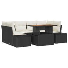 Vidaxl Komplet za jedilnico v vrtu 7 pcs Črna in krem 100 x 55 x 73 cm