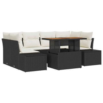 Vidaxl Komplet za jedilnico v vrtu 7 pcs Črna in krem 100 x 55 x 73 cm
