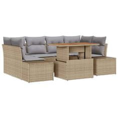 Vidaxl Komplet za jedilnico v vrtu 7 pcs Bež in siva 100 x 55 x 73 cm