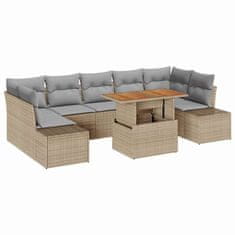 Vidaxl Komplet za jedilnico v vrtu 8 pcs Bež in siva 100 x 55 x 73 cm