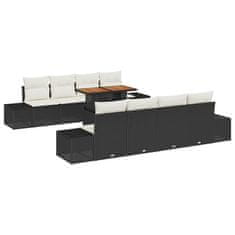 Vidaxl Komplet za jedilnico v vrtu 9 pcs Črna in krem 100 x 55 x 73 cm
