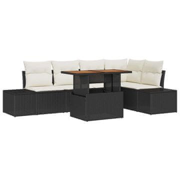 Vidaxl Komplet za jedilnico v vrtu 6 pcs Črna in krem 100 x 55 x 73 cm