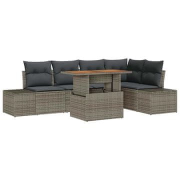 Vidaxl Vrtna sedežna garnitura s shranjevanjem 6 pcs Siva Poly ratan
