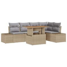 Vidaxl Komplet za jedilnico v vrtu 6 pcs Bež in siva 100 x 55 x 73 cm