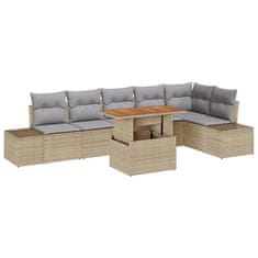 Vidaxl Komplet za jedilnico v vrtu 7 pcs Bež in siva 100 x 55 x 73 cm