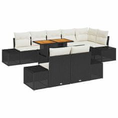 Vidaxl Komplet za jedilnico v vrtu 9 pcs Črna in krem 100 x 55 x 73 cm