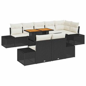 Vidaxl Komplet za jedilnico v vrtu 9 pcs Črna in krem 100 x 55 x 73 cm