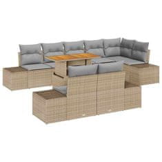 Vidaxl Komplet za jedilnico v vrtu 9 pcs Bež in siva 100 x 55 x 73 cm