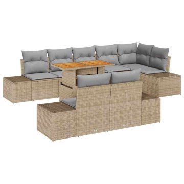 Vidaxl Komplet za jedilnico v vrtu 9 pcs Bež in siva 100 x 55 x 73 cm