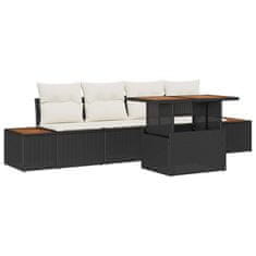 Vidaxl Komplet za jedilnico v vrtu 5 pcs Črna in bež 100 x 55 x 73 cm