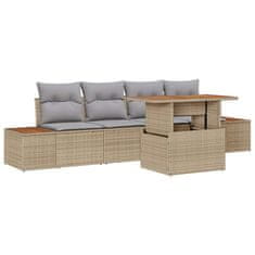 Vidaxl Komplet za jedilnico v vrtu 5 pcs Bež in siva 100 x 55 x 73 cm