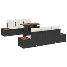 Vidaxl Komplet za jedilnico v vrtu 7 pcs Črna in bež 100 x 55 x 73 cm
