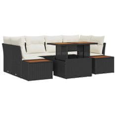 Vidaxl Komplet za jedilnico v vrtu 7 pcs Črna in bež 100 x 55 x 73 cm