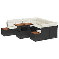 Vidaxl Komplet za jedilnico v vrtu 9 pcs Črna in bež 100 x 55 x 73 cm