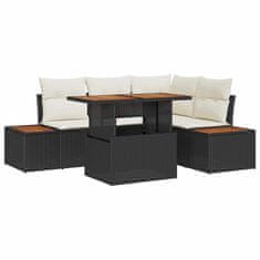Vidaxl Komplet za jedilnico v vrtu 5 pcs Črna in bež 100 x 55 x 73 cm