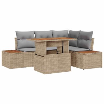 Vidaxl Komplet za jedilnico v vrtu 5 pcs Bež in siva 100 x 55 x 73 cm