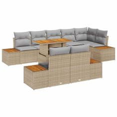 Vidaxl Komplet za jedilnico v vrtu 9 pcs Bež in siva 100 x 55 x 73 cm