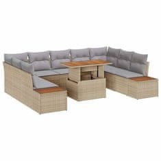 Vidaxl Komplet za jedilnico v vrtu 10 pcs Bež in siva 100 x 55 x 73 cm