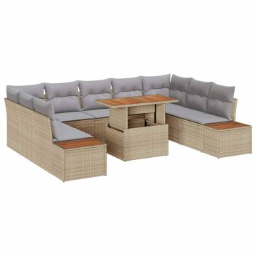 Vidaxl Komplet za jedilnico v vrtu 10 pcs Bež in siva 100 x 55 x 73 cm