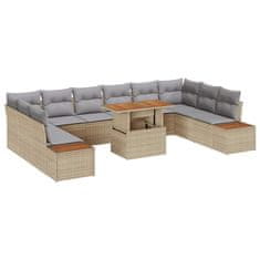 Vidaxl Komplet za jedilnico v vrtu 11 pcs Bež in siva 100 x 55 x 73 cm