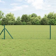 Vidaxl Stbri za ograjo - 52 kosov, zelena, Ø32 mm, 120 cm, galvanizirano jeklo
