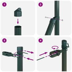 Vidaxl Steber ograje. 52 pcs Zelena 3.2 x 3.2 x 190 cm Jeklo