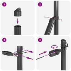 Vidaxl Steber ograje. Drugo 26 pcs Siva 3.2 x 3.2 x 170 cm Jeklo