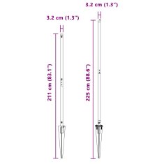 Vidaxl Stebri za ograjo s konico - 26 kosov, Ø32 mm, 180 cm, pocinkano jeklo
