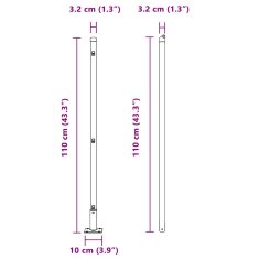 Vidaxl Steber ograje. Drugo 52 pcs srebrna 3.2 x 3.2 x 110 cm Jeklo