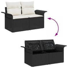 Vidaxl Vrtna sedežna garnitura 14 pcs Črna in krem 110 x 55 x 71 cm