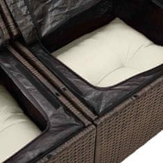 Vidaxl Vrtna sedežna garnitura 5 pcs Rjava in krem 55 x 55 x 37 cm