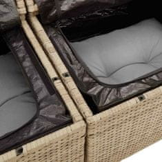 Vidaxl Vrtna sedežna garnitura z blazino 13 pcs Bež Poly ratan