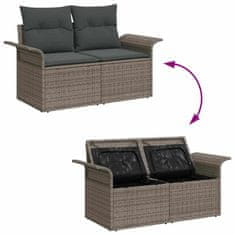 Vidaxl Vrtna sedežna garnitura z blazino 8 pcs Siva 90 x 55 x 71 cm