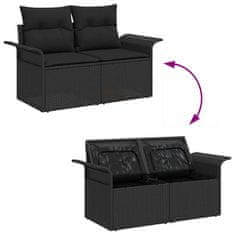 Vidaxl Vrtna sedežna garnitura z blazino 10 pcs Črna 80 x 80 x 71 cm