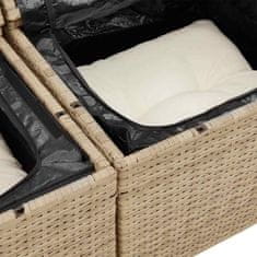 Vidaxl Vrtna sedežna garnitura z blazino 13 pcs Bež Poly ratan