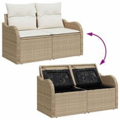 Vidaxl Vrtna sedežna garnitura z blazino 14 pcs Bež in smetanova