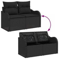 Vidaxl Vrtna sedežna garnitura z blazino 13 pcs Črna 80 x 80 x 71 cm