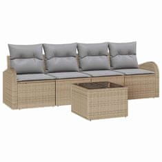 Vidaxl Vrtna sedežna garnitura 5 pcs Bež in siva 55 x 55 x 37 cm