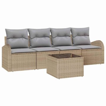 Vidaxl Vrtna sedežna garnitura 5 pcs Bež in siva 55 x 55 x 37 cm