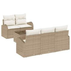 Vidaxl Vrtna sedežna garnitura 6 pcs Bež in smetanova 55 x 55 x 37 cm