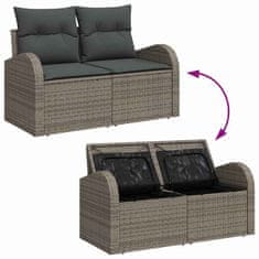 Vidaxl Vrtna sedežna garnitura z blazino 12 pcs Siva 90 x 55 x 71 cm