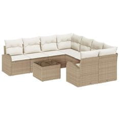 Vidaxl Vrtna sedežna garnitura 9 pcs Bež in smetanova 55 x 55 x 37 cm