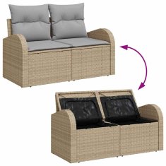 Vidaxl Vrtna sedežna garnitura z blazino 13 pcs Bež in svetlo siva