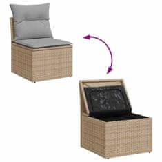 Vidaxl Vrtna sedežna garnitura 11 pcs Bež 90 x 55 x 71 cm poli ratan